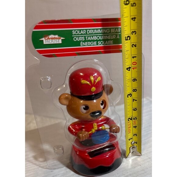 Solar Figure Drumming Bear Decoration Christmas House Toy - Picture 3 of 4